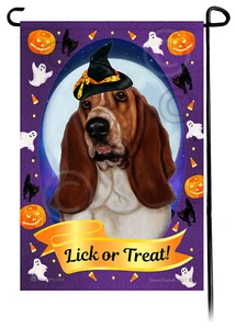 Bandera de jardín de Halloween - Basset Hound marrón y blanco - Imagen 1 de 1