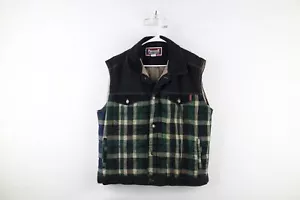 Vintage 90s Streetwear Mens Size XL Quilted Button Puffer Vest Jacket Plaid - Picture 1 of 17