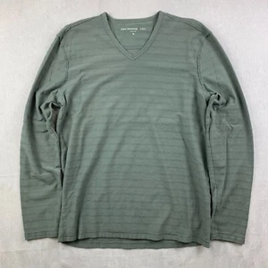 John Varvatos USA Mens Shirt Medium Gray-Green Striped V-Neck Long Sleeve Cotton - Picture 1 of 8
