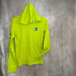 Champion Long Sleeve Hooded T Shirt Acid Green/Yellow Youth XL - Picture 1 of 5