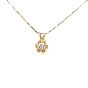 14KT YELLOW GOLD .23CT ROUND DIAMOND BUTTERCUP SOLITAIRE PENDANT .6 GRAMS - Picture 1 of 5