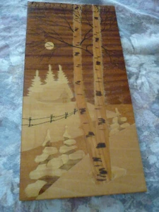Moonlight Scene Marquetry Plaque-RUSSIAN BEREGA OREVPROM TIRASPOL SOUVENIR 1973 - Bild 1 von 8