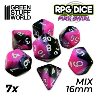 7x Dados Mix 16mm Rosa Marmol - WHFB TOW AOS DnD ESDLA juegos de rol Wargames - Imagen 1 de 2