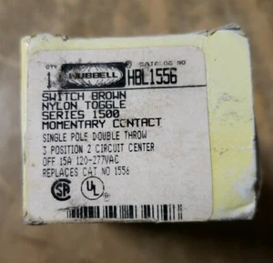 HUBBELL Switch,120/277V,15A,3-Position, HBL1556, Brown 1Z-1878-A11 - Picture 1 of 5