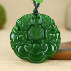 Natural Green jade Double Pixiu pendant Necklace Amulet Lucky Fu Shou Ruyi ppz