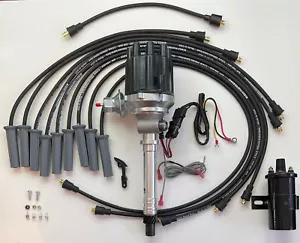 small cap CORVETTE 427 454 TACH DRIVE DISTRIBUTOR + BLACK Coil + 8.5mm WIRES USA - Picture 1 of 2