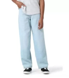 Wrangler Boys Jeans Size 12 Slim Blue Light Loose Fit Denim Adjustable Waist - Picture 1 of 6