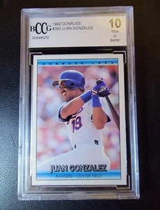 1992 Donruss Juan Gonzalez Card #393 Texas Rangers Graded 10 Mint - Picture 1 of 2