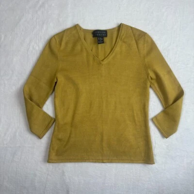 Spenser Jeremy Green Silk Blend Long Sleeve V Neck Pullover Sweater Womens S - Image 1 of 4