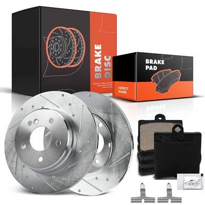 Drilled Brake Rotors & Brake Pad for Mercedes-Benz C240 C350 E320 SLK300 Rear - Image 1 of 4