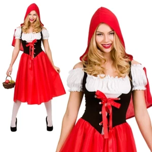 Womens Little Red Riding Hood Costume Adult Fairytale Fancy Dress UK 6-28 Ne - Picture 1 of 9