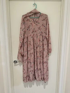 Pink Floral Georgette Kurta Dress With Dupatta - Picture 1 of 9