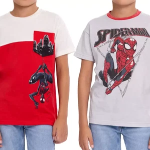 2 Pack Spiderman T Shirt Set Boys Size 5 6 7 8 Amazing Spidey Miles Morales Tee - Picture 1 of 9
