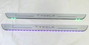 LED Wireless Illuminated TESLA Magnetic Front Door Sill Strips Set of 2 OPEN BOX - Bild 1 von 5