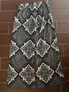 Charlotte Russe Large Wide Leg Black And White Harem Hippy Loose Pants - Picture 1 of 2