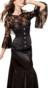 sexy Corsagenkleid Unter Brust Corsage & Rock Bluse Korsett schwarz Gothic 32-38 - Bild 1 von 1