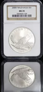 2008-P $1 Bald Eagle Silver Commemorative One Dollar NGC MS 70 Blast White - Picture 1 of 4