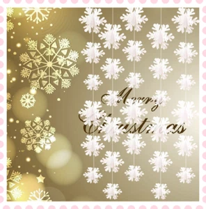 3M 12Pcs Snowflake Hanging String Decorations Xmas Party Winter Window Home UK - Picture 1 of 7