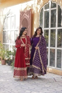 Designer Anarkali Gown Indian Wedding Dress georgette Gown Pakistani Gown - Picture 1 of 31