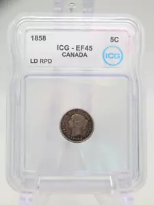 Moneda de 5 centavos Canadá 1858 - Níquel - Calificación ICG EF 45 - (BT725) - Imagen 1 de 4