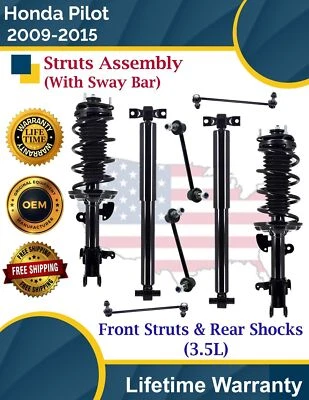 Front Struts and Rear Shock W/Sway Bar for 2009-2015 Honda Pilot Lifetime Warr. - Image 1 of 4
