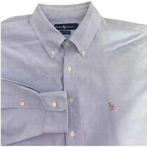 Ralph Lauren Oxford Shirt Long Sleeve Button Down Blue Flesh Pony Yarmouth 17-35 - Picture 1 of 10