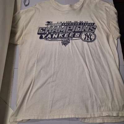 复古 2000 年纽约洋基队连续 3 个 98 99 世界系列冠军 T 恤 XL — 第 1/4 张图片
