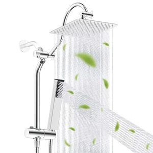 Chrome High Pressure Rainfall Shower Head with 4-Mode Handheld Spray Combo - Picture 1 of 9