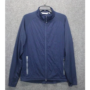 Peter Millar Quilt Front Zip Lightweight Navy Blue Sweater Size M - Picture 1 of 6