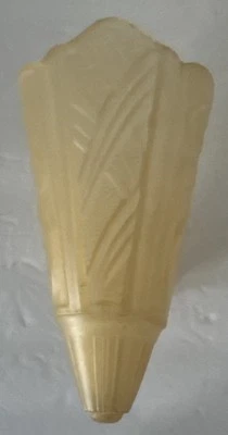 Aplique de pared Art Deco con sombra deslizante diseño floral tinte ámbar años 30 8” de alto vintage Foto 1 de 4