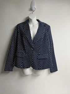Blazer Torrid Azul Marino Lunares Talla O Doble Botón Bolsillos Ropa de Trabajo Preppy Capa - Imagen 1 de 8