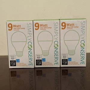 3 Simply Conserve 9W Light Bulbs Dimmable A19 LED Soft White 60 Watt Equivalent - Picture 1 of 1