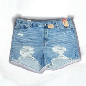 🌻NEU mit Etikett Levi's 501 Medium Wash Button Fly Denim Jeansshorts Übergröße 24W - Bild 1 von 11