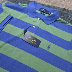 Polo Ralph Lauren Men’s M Blue Green Striped Polo Shirt NWT - Picture 1 of 6