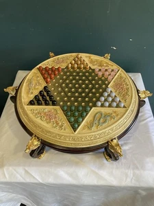 Vintage Franklin Mint Chinese Checkers Dragon Game With Semiprecious Gemstones - Picture 1 of 9