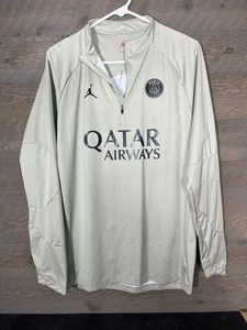 NIKE PARIS SAINT-GERMAIN Jordan x PSG soccer jacket size M beige rare Qatar - Picture 1 of 5