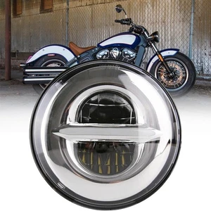 For Indian Scout Bobber 2017-2021 LED Headlight 5-3/4" 5.75" W/DRL,High Low Beam - Picture 1 of 13