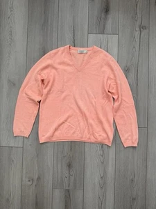 Women’s peach orange lochmere 100% cashmere v neck pullover jumper size M - Picture 1 of 7