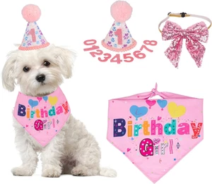 Dog Birthday Party Supplies Boy Girl Cake Bandana Triangle Scarf Clothes Shir... - Picture 1 of 12