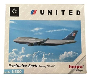 Herpa 1:500 Scale Diecast United Airlines Boeing 747-400 Exclusive Series 511520 - Picture 1 of 6
