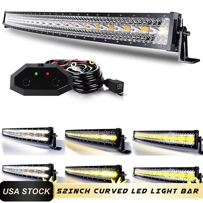 52INCH Curved LED Light Bar Wiring Harness Driving Fit Wrangler JK YJ TJ CJ LJ - Image 1 of 4