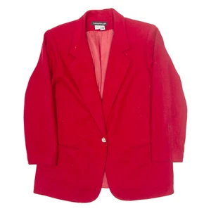 Vintage SAVANNAH Womens Blazer Jacket Red Wool 90s L - Picture 1 of 6