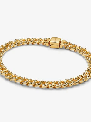 PANDORA Armband Vergoldete Metalllegierung Cuban Muster weiße Steine 563008C01 - Bild 1 von 4