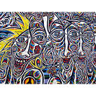 Graffiti Psychedelic Colourful Faces Large Wall Art Print