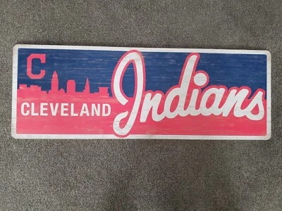 CLEVELAND INDIANS OHIO THEME HARDBOARD WOOD SIGN 28"X10" MLB LICENSED USA SELLER - Image 1 of 4
