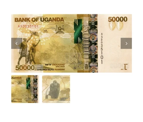 Uganda, 2x 50,000 Shillings. 100,000 in total Cover