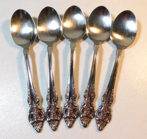 ONEIDA COMMUNITY "CHERBOURG" STAINLESS STEEL SET OF 5 OVAL SOUP SPOONS 6 7/8" - Picture 1 of 4