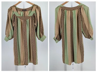 Vestido camponês Betsey Johnson vintage anos 90 floral napolitano boho bolsos de seda EUA - Imagem 1 de 4