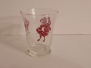 Bicchiere succo doppio colpo gallo rosso vintage, di Libbey anni '50 - Foto 1 di 7