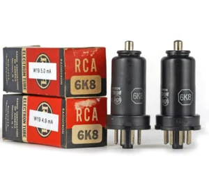 COPPIA ABBINATA 6K8 RCA NOS tubo lampada TSF Valvula Valve ৄ泵洀 valvola 真空管 电帟管 - Foto 1 di 2